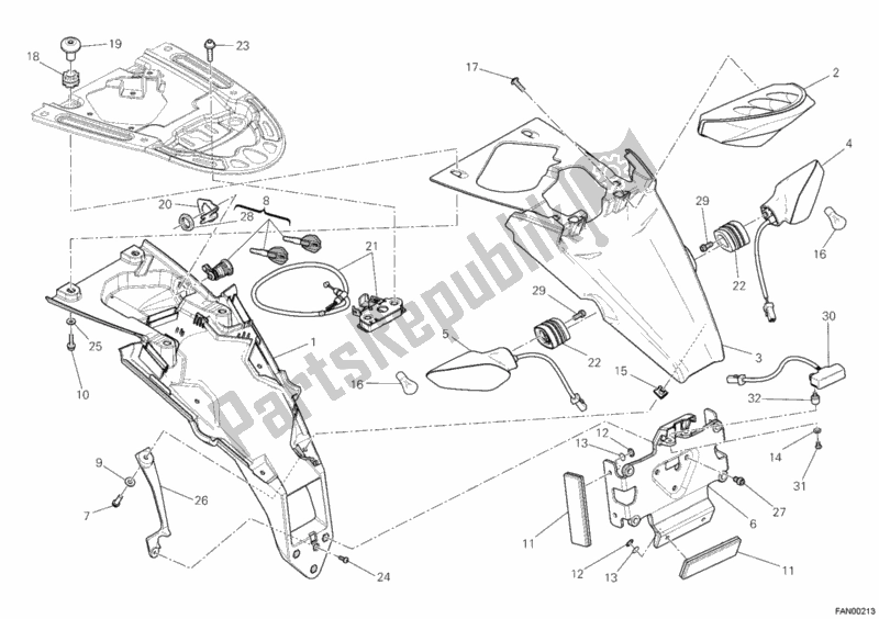 All parts for the Taillight of the Ducati Monster 1100 EVO ABS USA 2012
